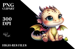 Cute Watercolor Baby Dragon Smiling | Sublimation Clipart Product Image 2