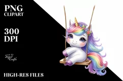Cute Baby Unicorn Rainbow Clipart Product Image 3