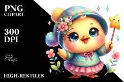 Colorful Baby Chicken with Spring Clothes PNG Product Image 2