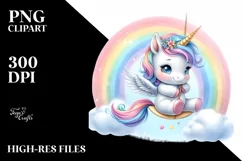 Cute Baby Unicorn Swinging on Rainbow | Sublimation | Product Image 3