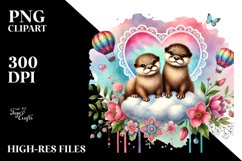 Cute Boho Otter on Cloud, PNG Product Image 2