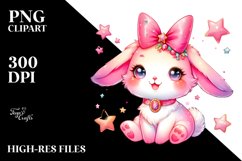 cute Baby Rabbit on Star, Transparent PNG Product Image 2
