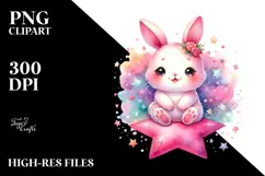 Colorful Cute Baby Rabbit PNG Product Image 2