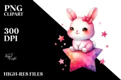 cute Baby Rabbit on Star, Transparent PNG Product Image 2