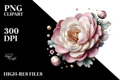 Pastel Wooden Peonies | Clipart Product Image 1