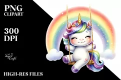 Cute Baby Unicorn Rainbow Clipart Product Image 3