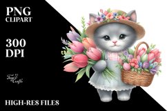 Colorful Baby Cat Tulip Basket | Sublimation | Clipart Product Image 3