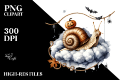 Halloween Snail on Cloud PNG Product Image 2