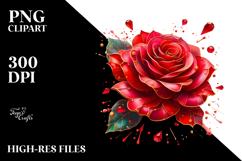Red Rose Watercolor Splash PNG Product Image 2