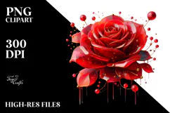 Red Rose Watercolor Splash PNG Product Image 2