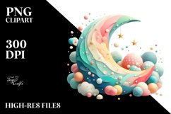 Colorful Moon Wimsicall Pastel | Sublimation | Clipart Product Image 3