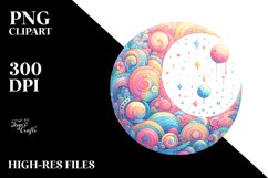 Colorful Moon Wimsicall Pastel | Sublimation | Clipart Product Image 3