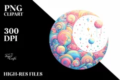 Colorful Moon Wimsicall Pastel | Sublimation | Clipart Product Image 3