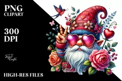 Victory Sign Valentines Gnome, PNG Product Image 2