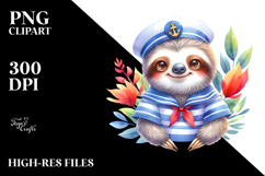 Cute Sloth Sailor Suit Moon PNG Product Image 2