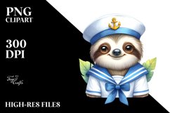 Cute Sloth Sailor Suit Moon PNG Product Image 2