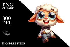 Excited Lamb with Stylish Bow Tie, PNG Product Image 2