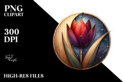 Wooden Stained Tulip Shiny Material | Sublimation Clipart Product Image 3