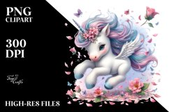 Cute Baby Unicorn Tumbling with Spring Petals Product Image 3