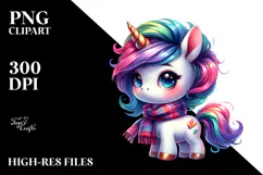 Cute Vibrant Unicorn with Fur Texture PNG Product Image 2