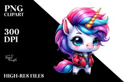Cute Vibrant Unicorn with Fur Texture PNG Product Image 2