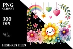 Washed Flower with Hearts, PNG Product Image 2