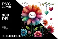 Colorful Flower Hearts PNG Product Image 2