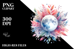 Vibrant Watercolor Abstract Moon | Sublimation | Clipart Product Image 2
