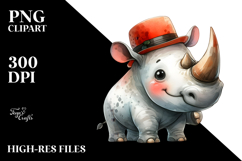 Funny Rhino | Watercolor Clipart Product Image 2