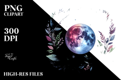 Vibrant Watercolor Boho Moon | Sublimation | Clipart Product Image 2