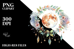 Vibrant Watercolor Boho Moon | Sublimation | Clipart Product Image 2