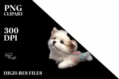 Watercolor Cute Dog Petals Wind Sublimation Clipart Product Image 3