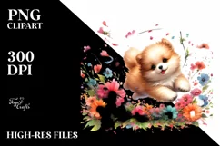 Watercolor Cute Dog Petals Wind Sublimation Clipart Product Image 3