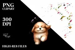 Watercolor Cute Dog Petals Wind Sublimation Clipart Product Image 1