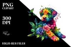 Vibrant Puppy with Flowers PNG Product Image 2