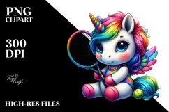 colorful Baby Unicorn with Racket Product Image 3