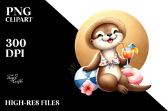 Happy Otter with Cocktail, PNG Product Image 2