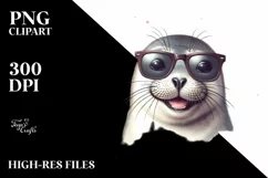 Funny Cute Seal Portrait | Sublimation Clipart Product Image 1