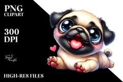 Happy Cartoon Pug, Transparent PNG Product Image 2