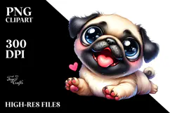 Happy Cartoon Pug, Transparent PNG Product Image 2