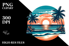 Retro Tropical Beach Sunset, PNG Product Image 2
