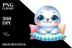 Colorful Baby Seal Watercolor Clipart Product Image 3