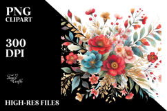 Colorful Red Flowers PNG Product Image 2