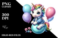 Cute Baby Unicorn Posing as Johny Bravo with Balloons | Product Image 3