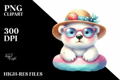 Colorful Baby Polar Bear with Sun Hat and Sunglasses Product Image 1