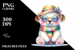 Colorful Baby Polar Bear with Sun Hat and Sunglasses Product Image 1