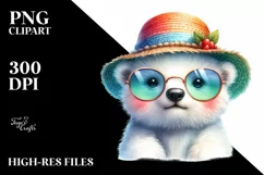 Colorful Baby Polar Bear with Sun Hat and Sunglasses Product Image 3