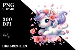 Cute Baby Unicorn Tumbling Spring Petals Wind Product Image 3