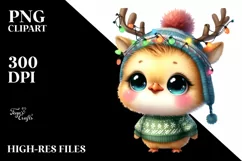 Winter Peacock with Reindeer Horns PNG Product Image 1
