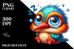 Small Baby Kingfisher Sleeping | Clipart Product Image 3